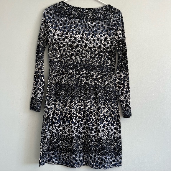 Boden Leopard Print Long Sleeve Crew Neck Mini Dress Sz 6 Fit & Flare Everyday - Picture 9 of 9